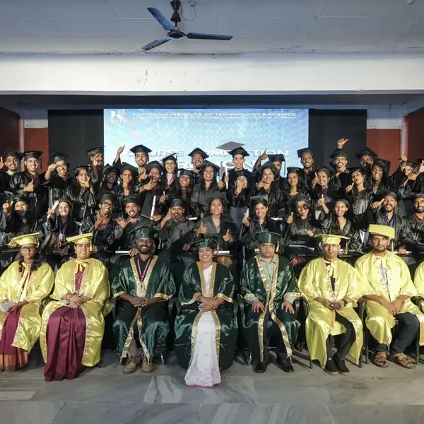 Graduating students at a course completion ceremony